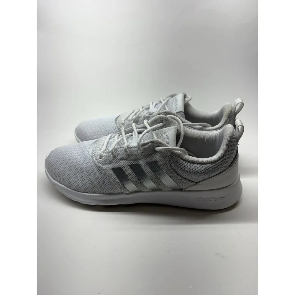 Adidas Cloud foam QT Racer 2.0 White Silver Metallic Women's 9 FY8313 Sporty